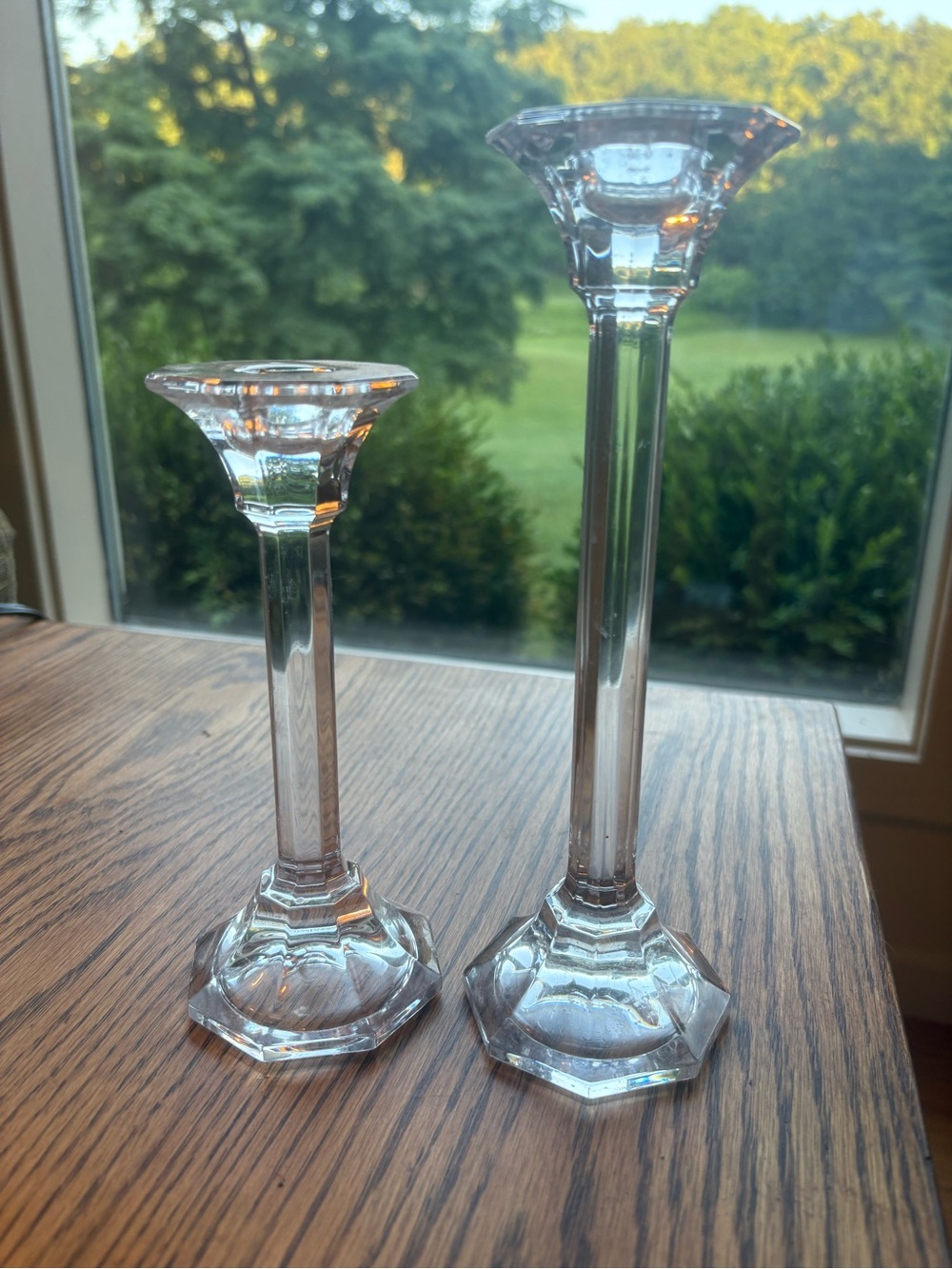 Villeroy & Boch Crystal Taper Candle Holders - Set of 2 6” & 8”